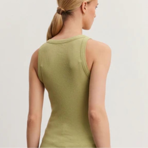 NWOT Reformation Loretta Rib Cotton Tank Dress in Celery Size M - Picture 2 of 14